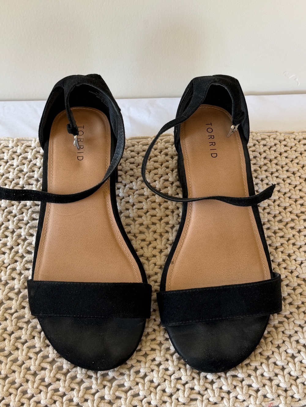 torrid Black Ankle-Strap Open-Toe Sandals with Ankle Tie